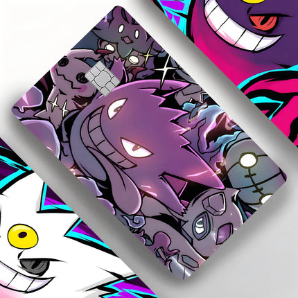 Anime Cartoon P-Pokemon-Gengar Stickers 4pcs PVC Credit Card Skin Stickers Removable Self-adhesive Protective Film