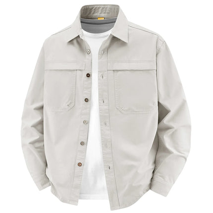 2026 New Style Casual Retro Long-Sleeved Shirt Men's Spring/Autumn Workwear Pure Cotton Washed Shirt Jacket Coat