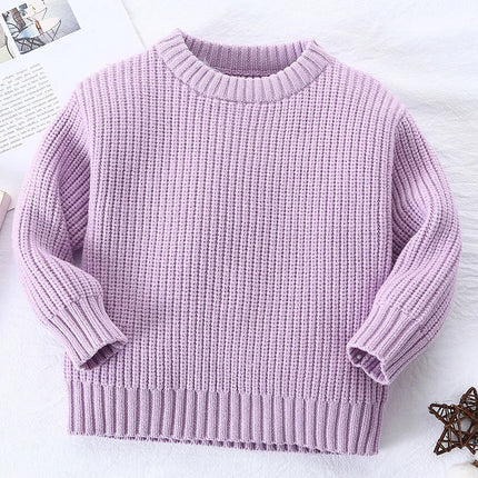 Baby Sweaters Autumn Winter Kids Boys Girls Long Sleeve Pure Color Knit Sweater Baby Kids Boys Girls Pullover Sweaters Clothes