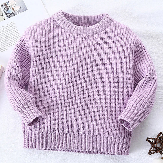 Baby Sweaters Autumn Winter Kids Boys Girls Long Sleeve Solid Color Knit Sweater Baby Kids Boys Girls Pullover Sweaters Clothes