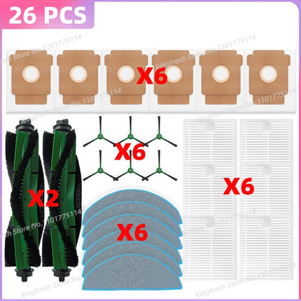 Fit For iRobot Roomba Combo Essential/ 2 Essential, Vac 2 Essential, 104 / 105 Combo Parts Main Brush Dust Bag Filter Mop Cloth