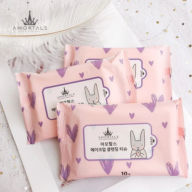 Disposable Portable Makeup Remover Wipes Three-in-One Deep Cleansing Affordable 10 Pieces Set Convenient Travel Size