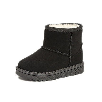 2025 Children Snow Boots Leisure Thick Fur Platform Winter Kids Short Boot Slip-on Unisex Concise Style Boys Girls  Kids Shoes