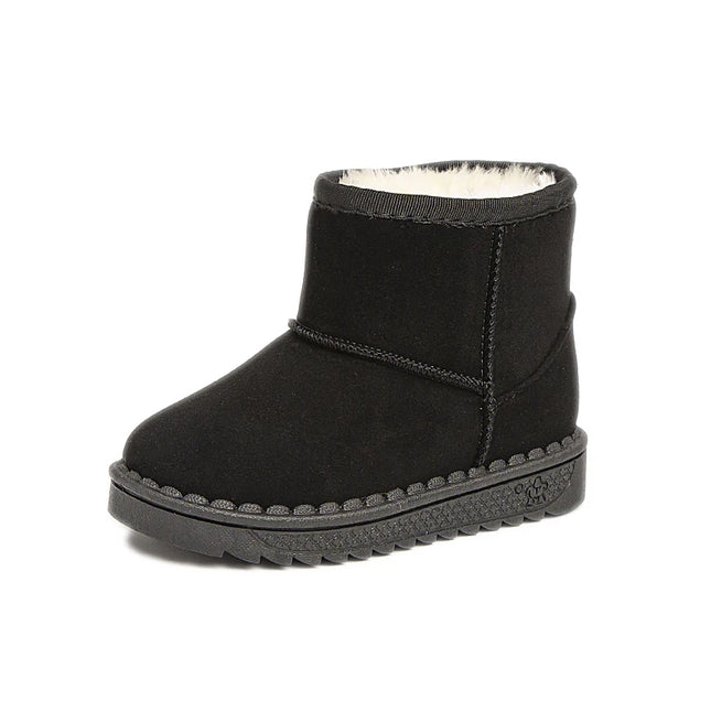 2025 Children Snow Boots Leisure Thick Fur Platform Winter Kids Short Boot Slip-on Unisex Concise Style Boys Girls  Kids Shoes