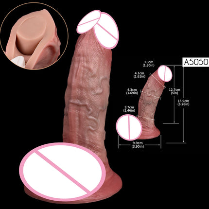 SXXY Skin Texture Lifelike Double Layer Silicone Dildo Elastic Soft Anal Plug Vaginal Anus Stimulator Dual Layer Penis Sex Toys
