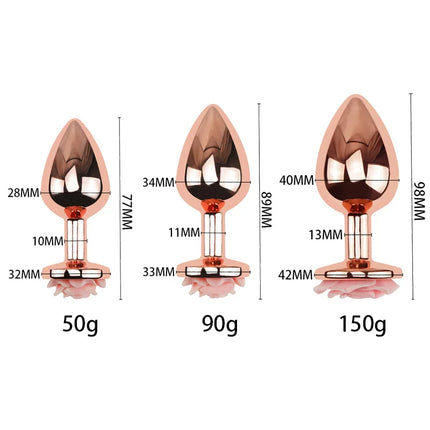 3Size Anal Plug Buttplug Rose Shape Anal Sex Toys for Men Women Beginners Advanced Users Sex Toy for Vagina Training Butt Plug
