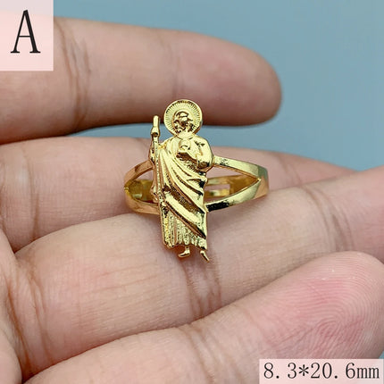 Luxury Shiny Crystal Zircon St. Jude Virgin Mary Open Rings For Women Fashion Lucky Religious Jewelry Birthday Gift