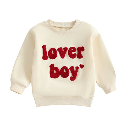 Toddler Boys Sweatshirts Long Sleeve Crew Neck Letter Embroidery Pullovers Baby Spring Tops