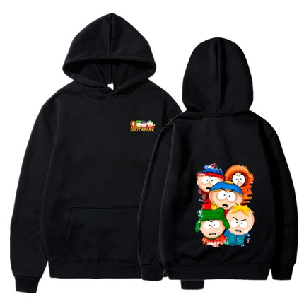 South Park Anime Pattern Hoodie Fashion Warm Coat Men's Autumn and Winter Season Hoodie Street Black Long Sleeve Hoodie