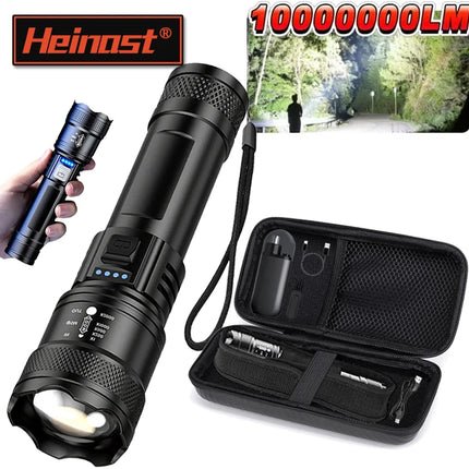 Super Bright Flashlight USB Rechargeable LED Long Range Tactical Torch Outdoor Waterproof Emergency Camping Fishing Lantern