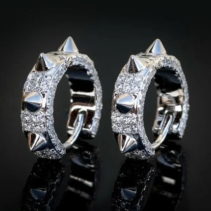 Hip Hop Ice Out Sparkling Round Inlaid Zircon Hypoallergenic Earrings for Men Women Fashion Cool Punk Rock Party Jewelry