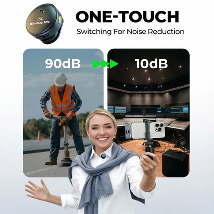 KEBIDU Wireless Lavalier Microphone Double Noise Reduction HiFi Sound 1 to 2 Mini Magnetic Mic For Video Recorde Live Streaming