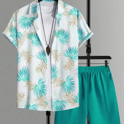 2025 Simple All-in-one Men's Shirt Set Coconut Tree Print 3D Printed Shirt And Shorts Set Summer Casual Vacation Hawaiian Shirt