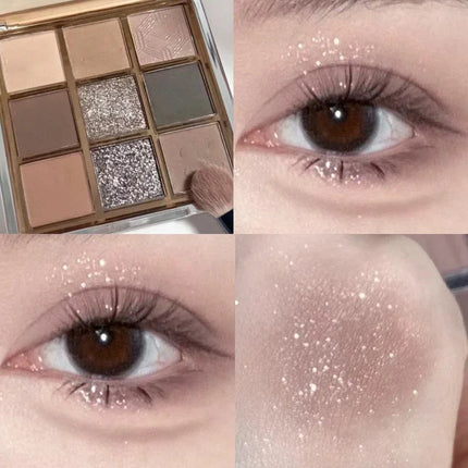 9 Colors Dark Punk Smoked Eyeshadow Palette Blue Black Pearl Matte Eye Shadow Makeup Palette Brightening Shimmer Lying Silkworm