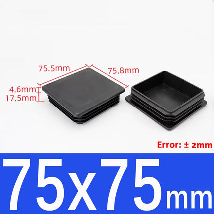 Black Plastic Square Oblong Pipe Plug 13x13mm~100x100mm Insert Table Chair Furniture Foot Cover Anti Slip Blanking End Cap