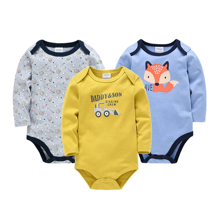 Newborn Baby Girl Bodysuit 3 Pcs/lot Long Sleeve 100%cotton Cute Cartoon Print Overalls 3M 6M 9M 12M 18M 24M Body bebe Clothing