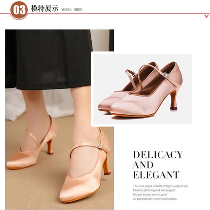 Adult High-heeled Modern Latin Dancing Shoes Professional National Standard Dance Practice Women's Waltz Dancing Shoes Flamenco