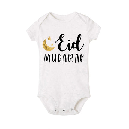 My First Eid Printed Baby Romper Newborn Islamic Muslim Holiday Outfit Eid Ramadan Infant Short Sleeve Romper Toddler Jumpsuit