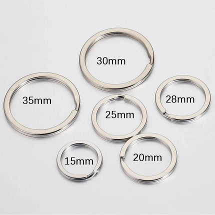 20pcs Stainless Steel Key Rings 20/25/28/30/35mm Round Flat Line Split Rings Keyring for Jewelry Making Keychain DIY Findings