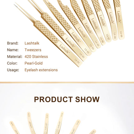 Lashtalk Precision Fiber Tip Tweezer Eyelash Extensions Diamond Grip Anti-Slip Premium Gold Stainless Steel Makeup From Nagaraku
