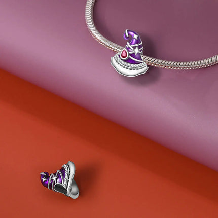 925 Sterling Silver Inlaid Heart-Shaped Beads & Rose Dangle Charm Fits Snake Bracelet Boutique Necklace Purple Pendant Gift