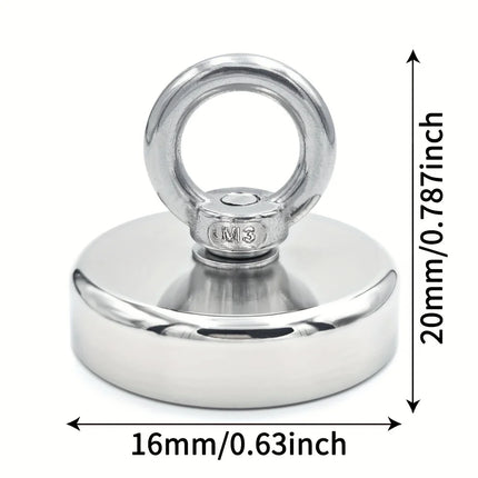 D16~D42mm Super Strong Neodymium Fishing Hook N52 Heavy Duty Rare Earth Neodymium with Countersunk Hole Eyebolt Salvage Magnetic