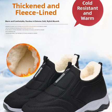 Women's Winter Cotton Shoes Comfortable Fashion Mom Thickened Fleece Warm Large Cotton Shoes Breathable Wear-resistant Low Heel