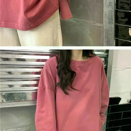 Harajuku Long T-Shirt Spring Autumn Solid Simple Oversized T-shirt for Women Goth T-shirts Split White Black Long Sleeve Tops