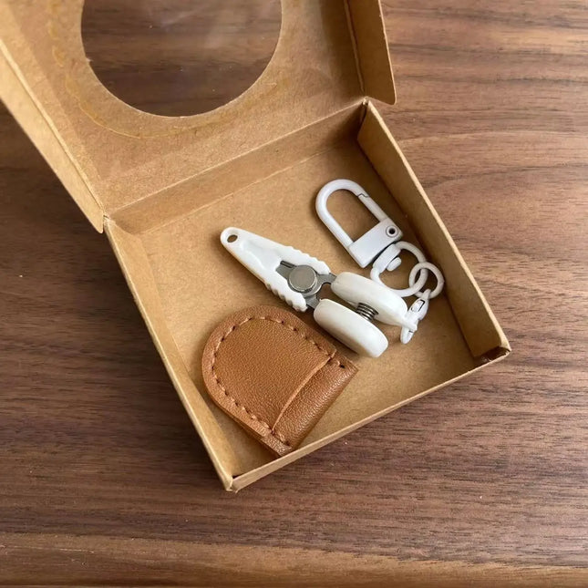 High Precision Art Mini Scissors with Protective Cover Colorful Hook Buckle Sewing Embroidery Snips with Storage Box Portable