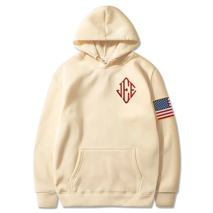 JEE Embroidery Print Hoodies Men Women Fleece Casual Oversized Sweatshirt Fashion Hip Hop Long Sleeve Pullovers Coat streetwear