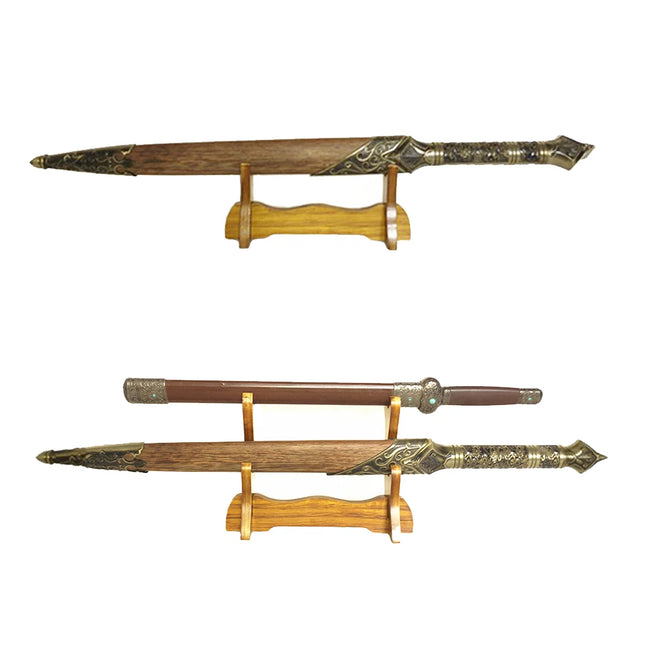 Solid Wood Sword Stand Holder for Samurai Sword Katana Wakizashi Tanto Wizard Wand Table Display Storage Rack Bracket
