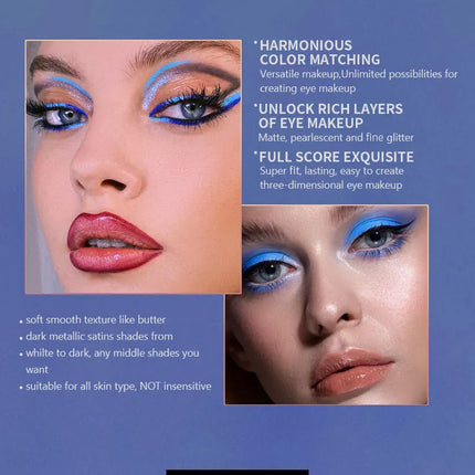 9-color Dolphin Blue Sweat-proof Natural Matte Pearlescent Glitter Eyeshadow Palette Eye Makeup for Music Festival Cosmetics