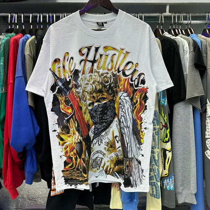 Masked Angel Shooting Arrows Diamond Cotton Short Sleeve Tshirts for Men and Women Crew Neck Loose Summer T-shirt Oversized Tees