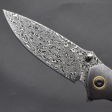 VG10 Damascus Steel Folding Knife, Rosewood Handle-light, Suitable For Camping, Fishing And Daily Carrying