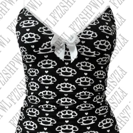 Y2K Cute distinctive Printed pattern sling Retro Lovely bow decoration Halter Tops Fashionable and casual Summer Chic Camisole