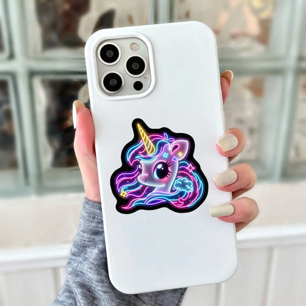 50/100 Pcs Neon Rainbow Horse HD Stickers, Waterproof Self-Adhesive, for Suitcase Notebook Phone Helmet Skate Scrapbook Decals