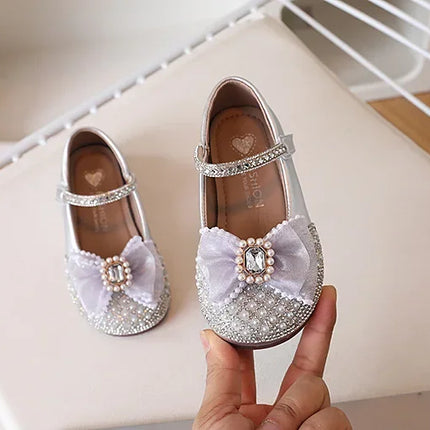 Girls' Princess Shoes, Sweet Bow Sequins, Fashionable Single Shoes, Children's Soft Soled Anti Slip Temperament Dress Shoes