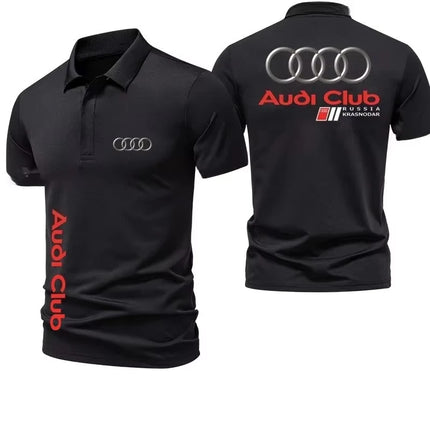 Audi Men's Polo Shirt Summer Casual Breathable Comfortable High Quality Motorcycle Men's Short Sleeve T-Shirt