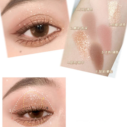 6 Colors Eye Shadow Palette Iris Purple Glitter Pearly Eyeshadow Palette Fashion Korean Shiny Eye Shadow Charming Eye Makeup