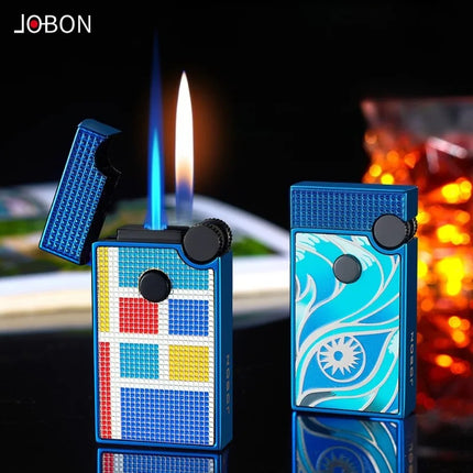 JOBON New Style Direct-jet Visible Transparent Gas Chamber Inflatable Lighter Windproof Men's Metal Cigarette Lighter Gift