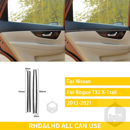 For Nissan X-Trail Rogue T32 2013-2021 Accessories Carbon Fiber Interior Car Door Instrument Cupholder Trim Sticker