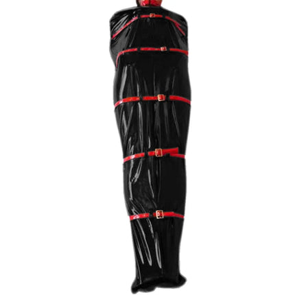 Shiny PVC Faux Leather Bondage Sack Wetlook Sleeveless Sleeping Bag Bodysuit Erotic Costumes Cosplay Jumpsuits Unisex Lingerie