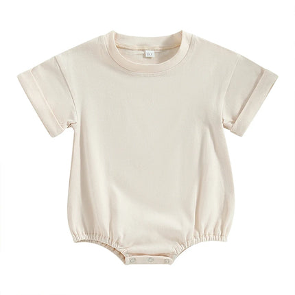 Newborn Baby Romper Summer Crewneck Romper Clothing Solid Casual Loose Jumpsuits Toddler Infant Boy Girl Cotton Playsuit