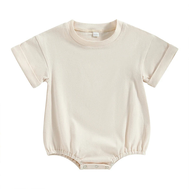 Newborn Baby Romper Summer Crewneck Romper Clothing Solid Casual Loose Jumpsuits Toddler Infant Boy Girl Cotton Playsuit