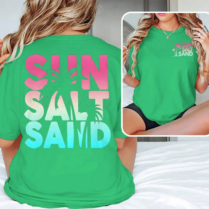 Sun Salt Sand Graphic T Shirts Funny Ocean Beach Series Men Women Aesthetic Short Sleeve Loose Casual Vacation Trip Y2K Tops