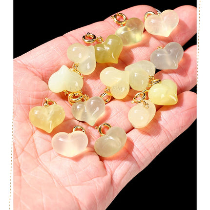 1 Pc Natural Stone Light Green Jade Heart Shape Bead Random Color Pendant For Jewelry Making Diy Necklace Bracelet Accessory
