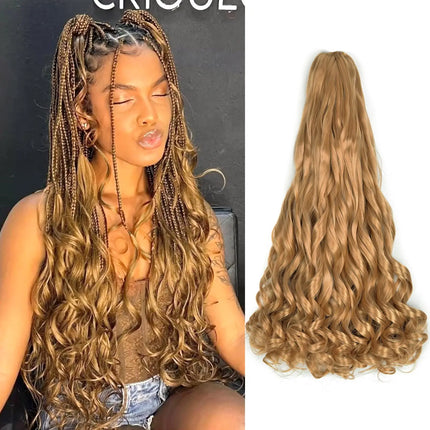 French Curl Braids Hair 22“Loose Wave Bouncy Synthetic Spiral Curls Braiding Hair Extensions Ombre Pre Stretched Hair For Women