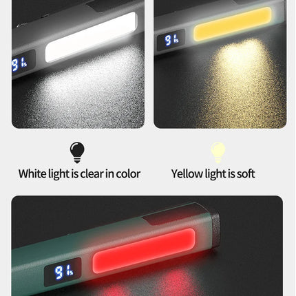 Multifunctional Work Light Cob Flashlight USB C Rechargeable, Aluminum Alloy Magnetic Pen Clip Headlamp Hand Free