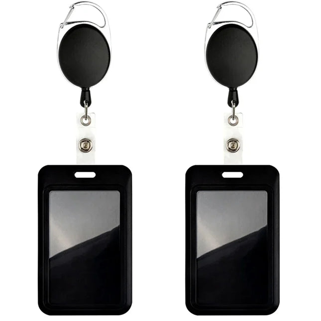 1/2 Set Card Holder ID Badge Holder with Heavy Duty Carabiner Reel Clip Set Retractable Vertical Holders for Women and Men