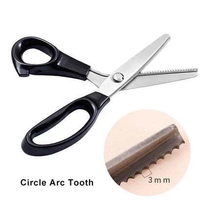 23.5cm Pinking Shears Handled Professional Stainless Steel Dressmaking Sewing Craft Scissors Zig Zag Fabric Decorative Edge Tool